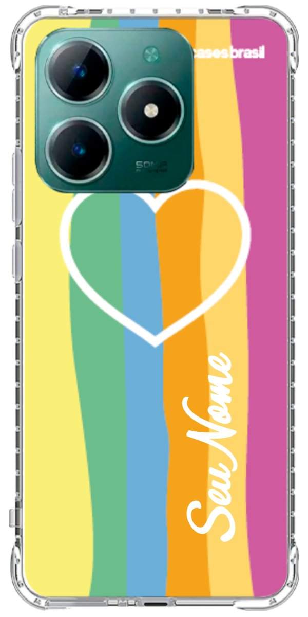 Capinha para Celular Coração delicado Arco-íris Vertical