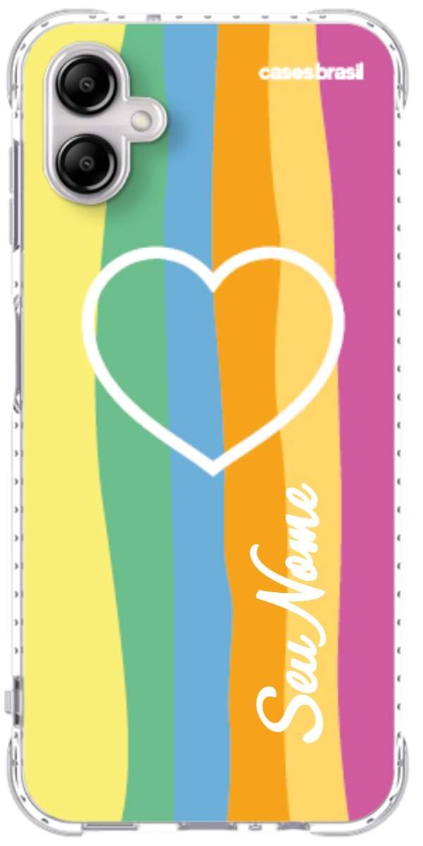 Capinha para Celular Coração delicado Arco-íris Vertical