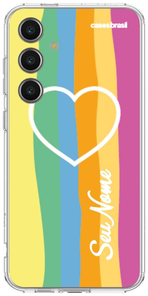 Capinha para Celular Coração delicado Arco-íris Vertical