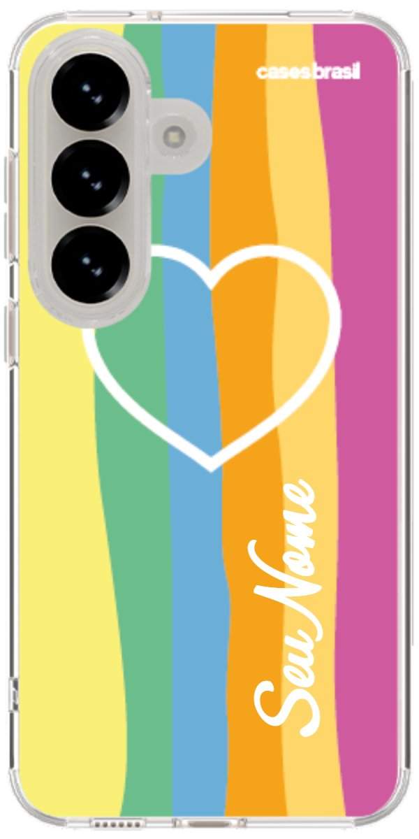 Capinha para Celular Coração delicado Arco-íris Vertical