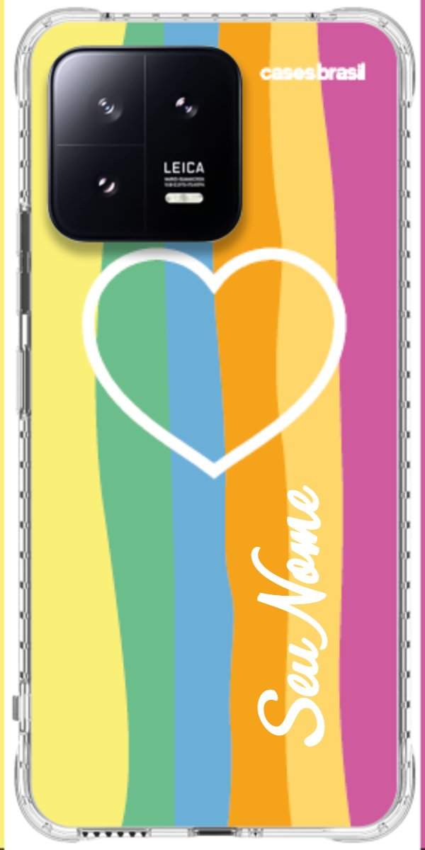 Capinha para Celular Coração delicado Arco-íris Vertical