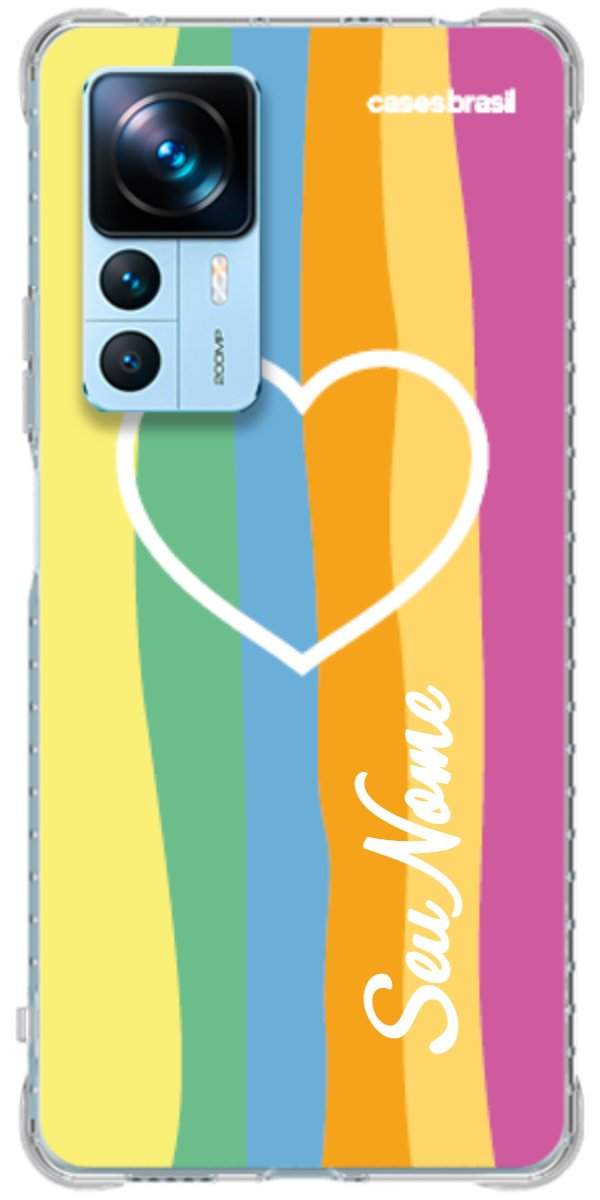 Capinha para Celular Coração delicado Arco-íris Vertical