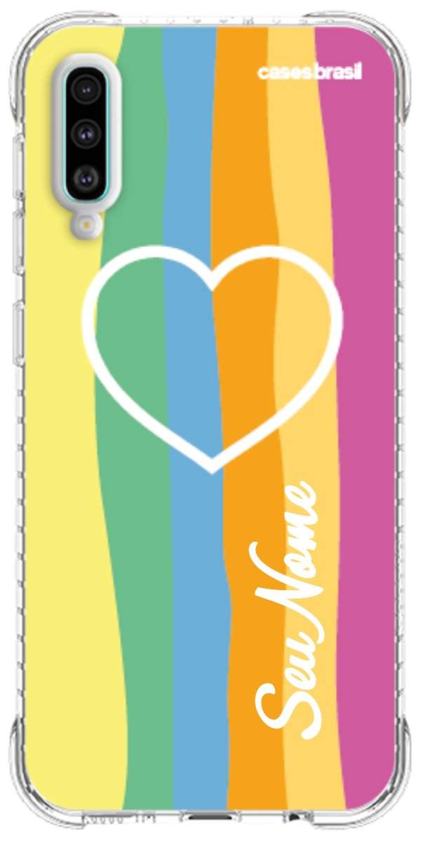 Capinha para Celular Coração delicado Arco-íris Vertical