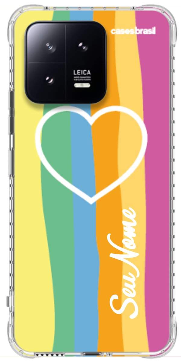 Capinha para Celular Coração delicado Arco-íris Vertical
