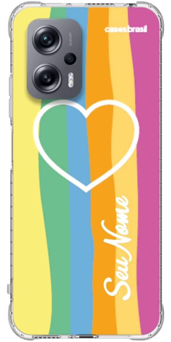 Capinha para Celular Coração delicado Arco-íris Vertical