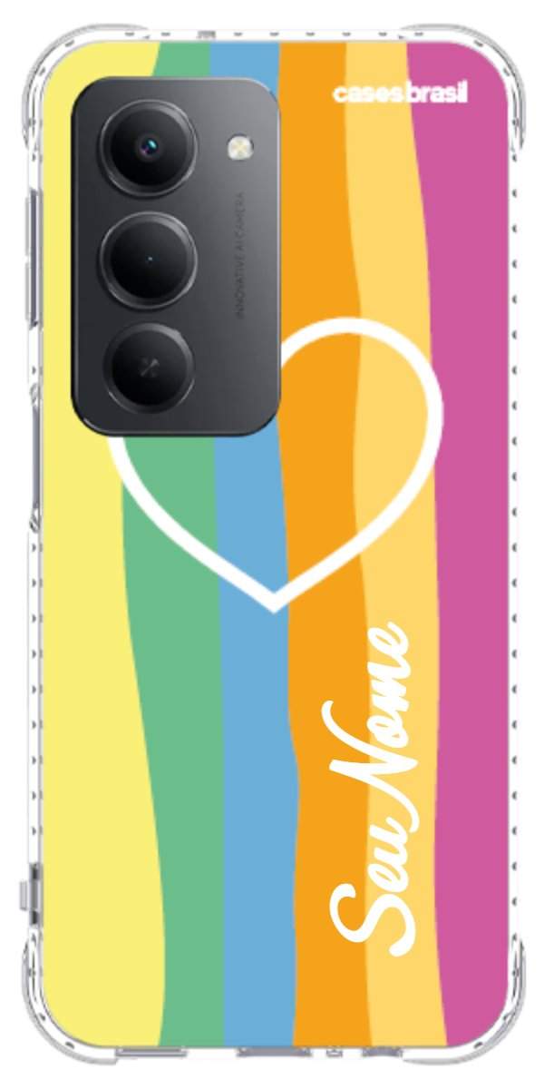Capinha para Celular Coração delicado Arco-íris Vertical