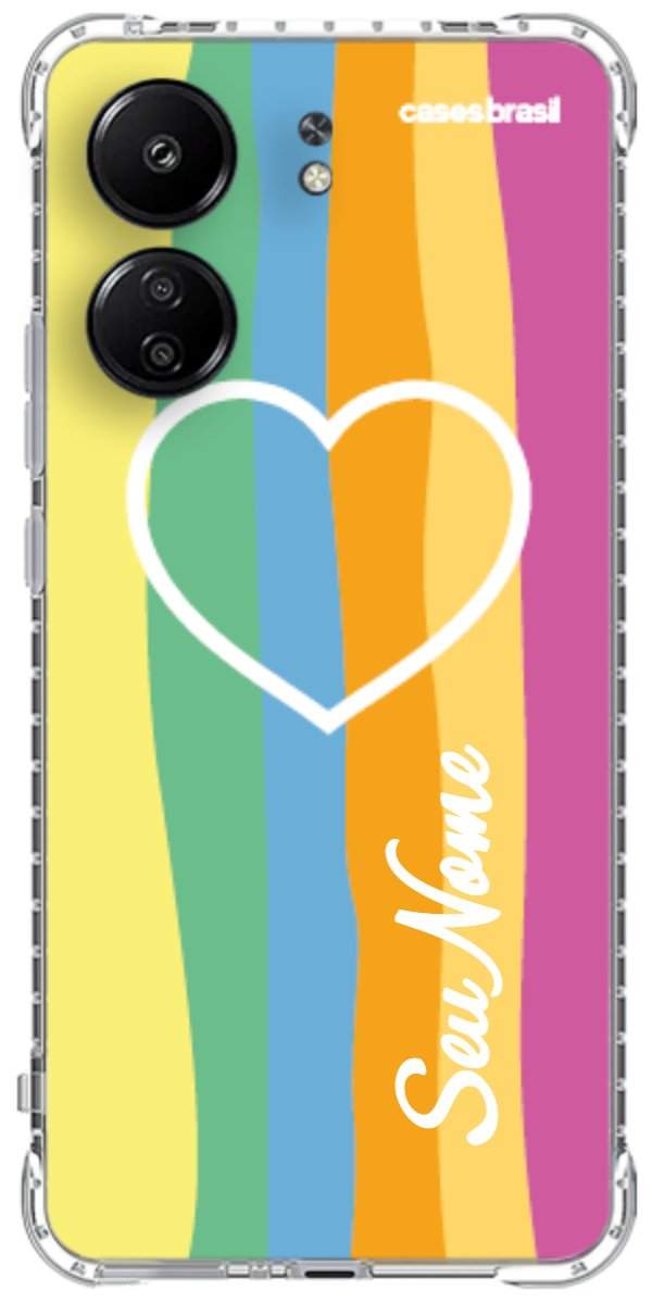 Capinha para Celular Coração delicado Arco-íris Vertical