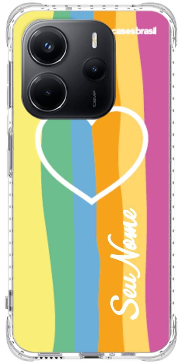 Capinha para Celular Coração delicado Arco-íris Vertical