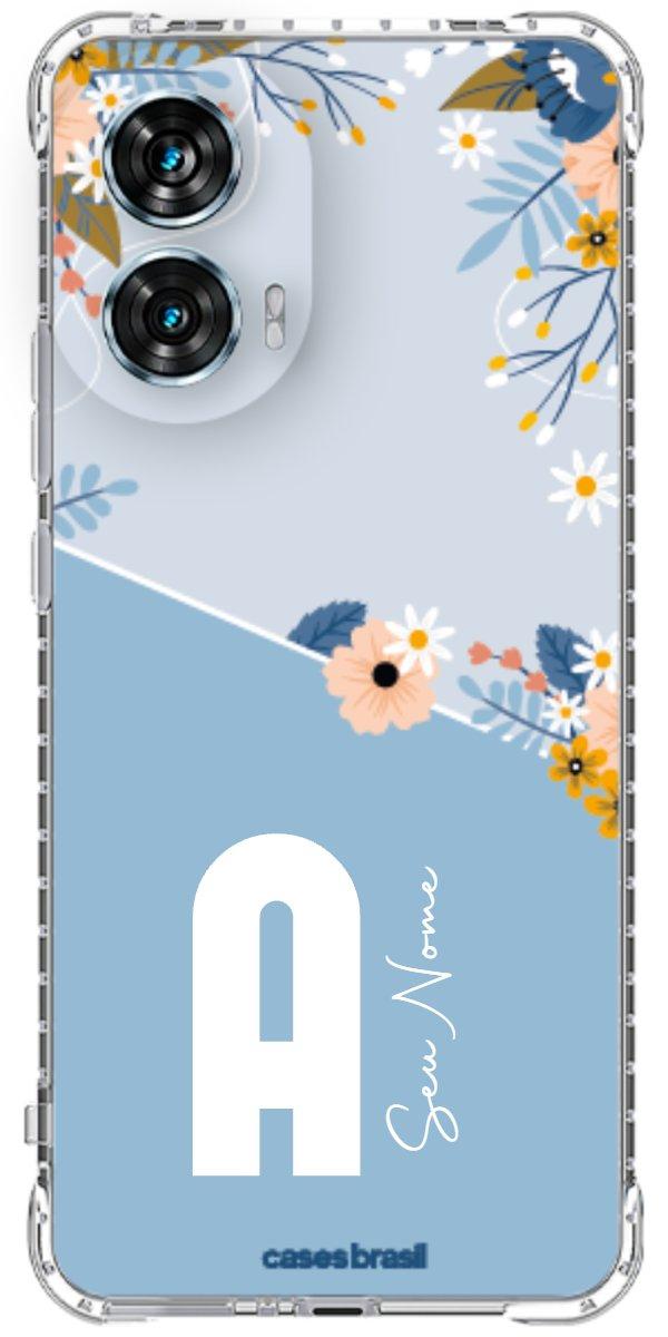 Capinha para Celular Ramo de Flores Azul