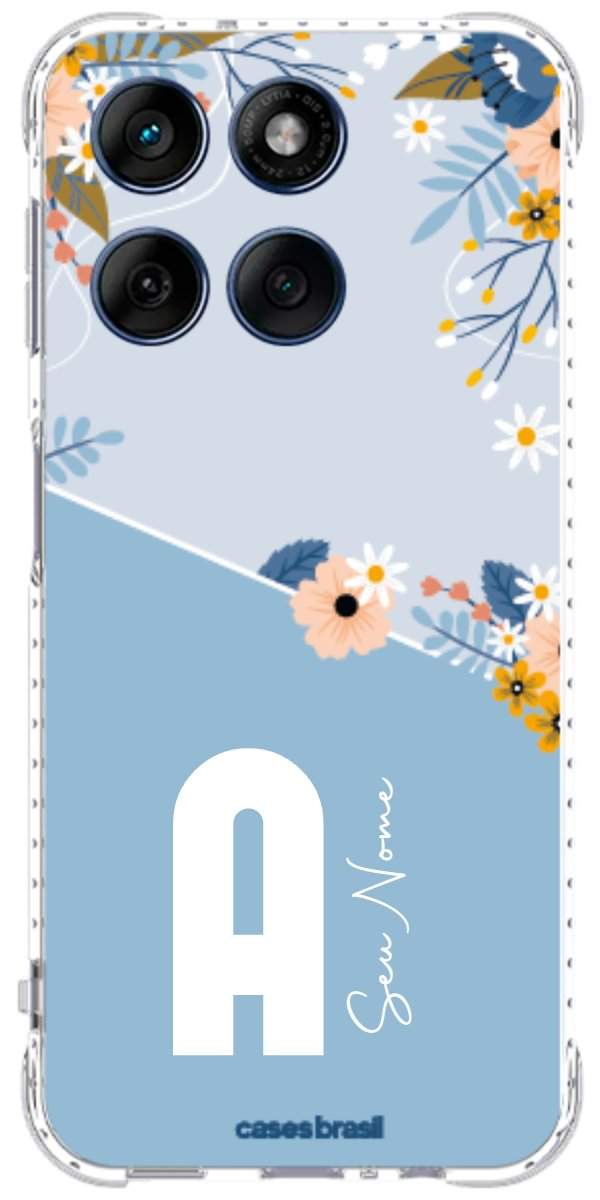 Capinha para Celular Ramo de Flores Azul