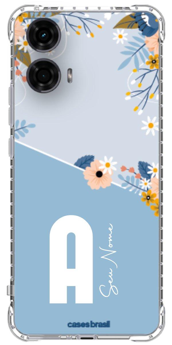 Capinha para Celular Ramo de Flores Azul
