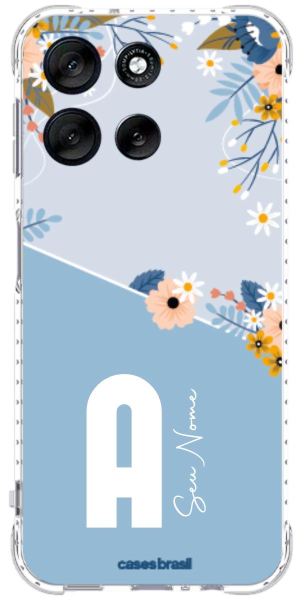 Capinha para Celular Ramo de Flores Azul