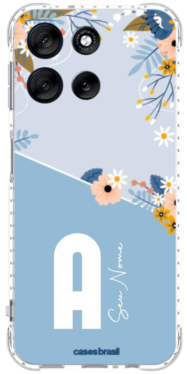 Capinha para Celular Ramo de Flores Azul