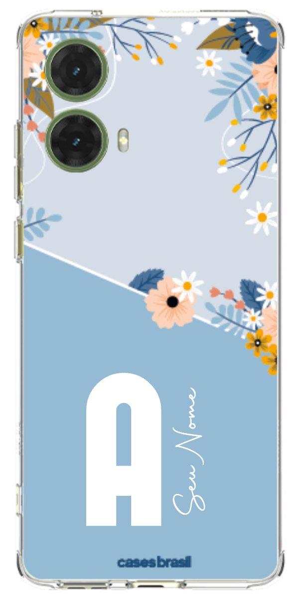 Capinha para Celular Ramo de Flores Azul