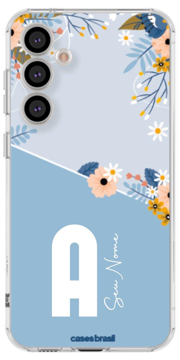 Capinha para Celular Ramo de Flores Azul