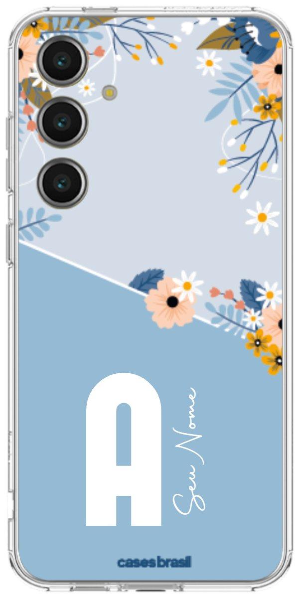 Capinha para Celular Ramo de Flores Azul