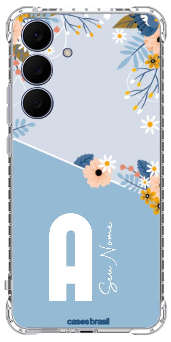 Capinha para Celular Ramo de Flores Azul