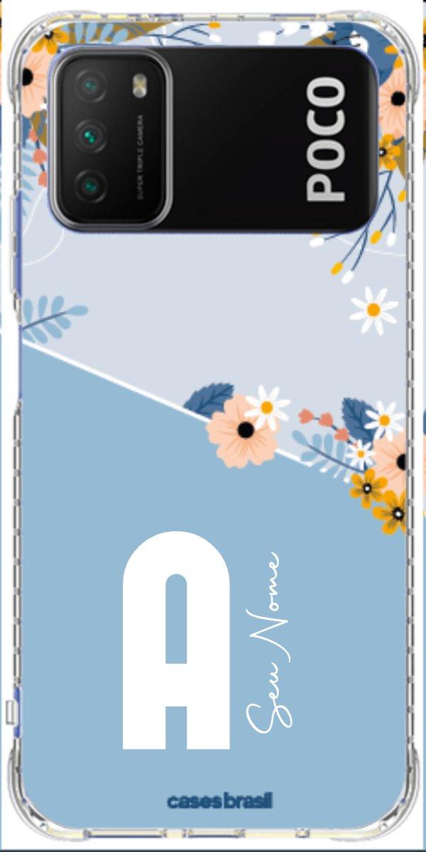 Capinha para Celular Ramo de Flores Azul