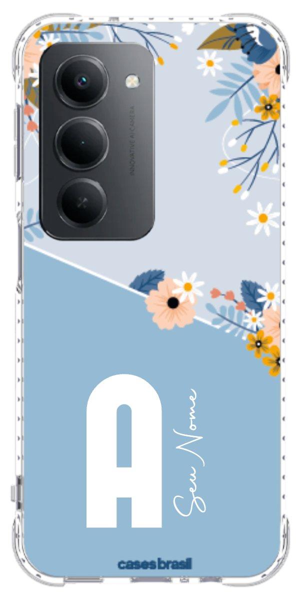 Capinha para Celular Ramo de Flores Azul