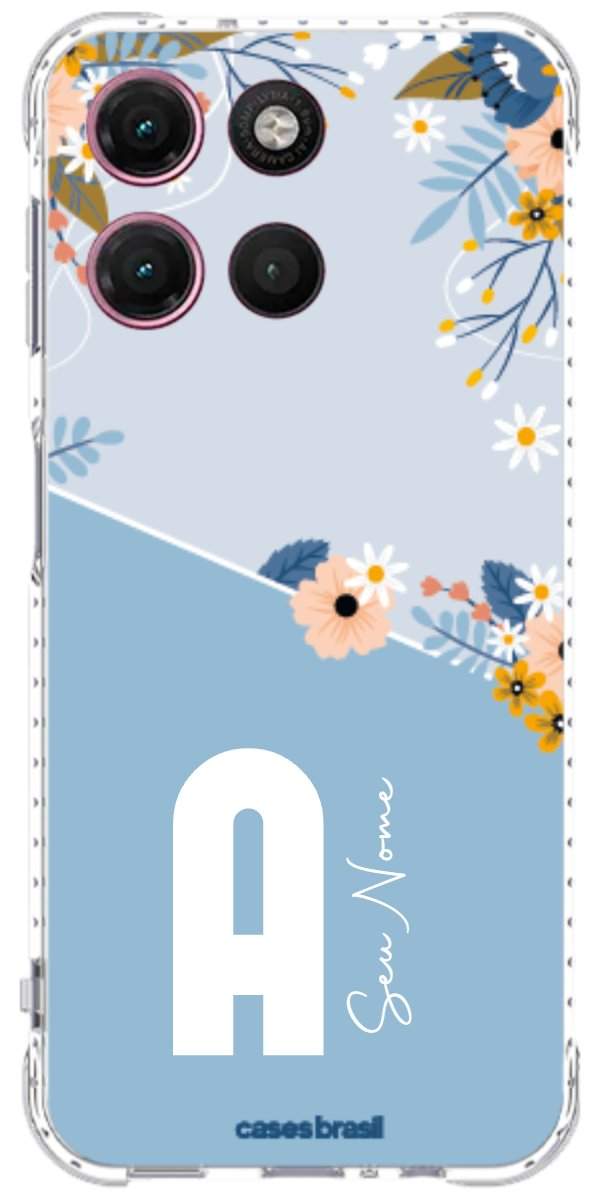 Capinha para Celular Ramo de Flores Azul