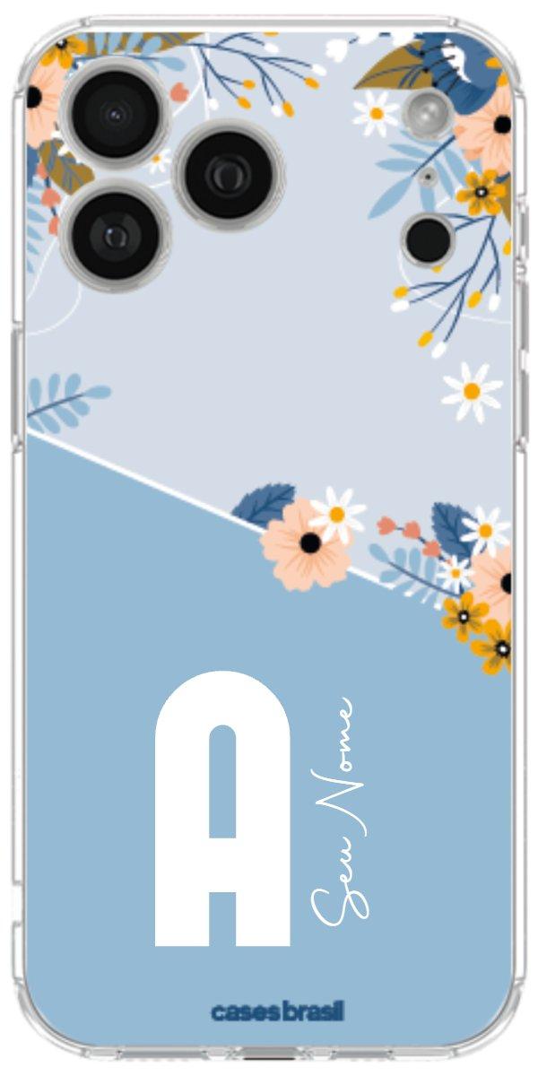 Capinha para Celular Ramo de Flores Azul