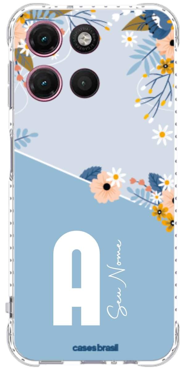 Capinha para Celular Ramo de Flores Azul