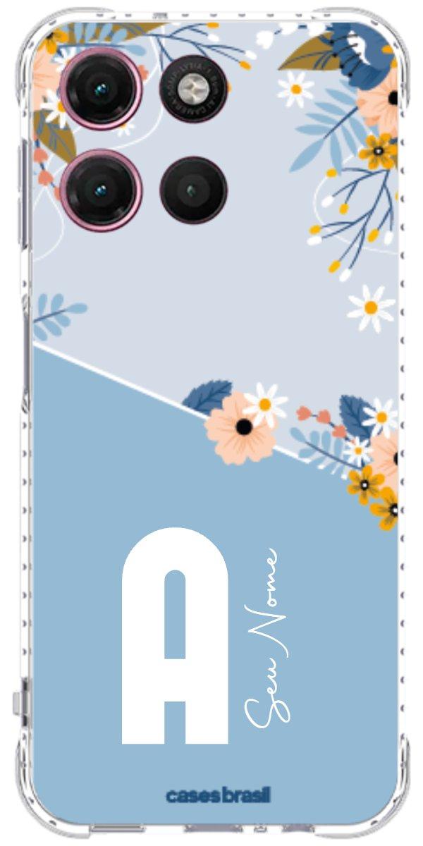 Capinha para Celular Ramo de Flores Azul