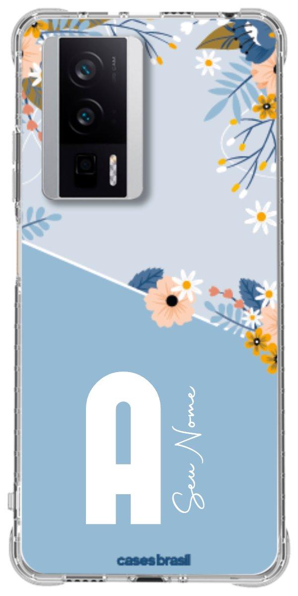 Capinha para Celular Ramo de Flores Azul