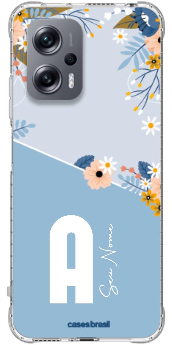Capinha para Celular Ramo de Flores Azul