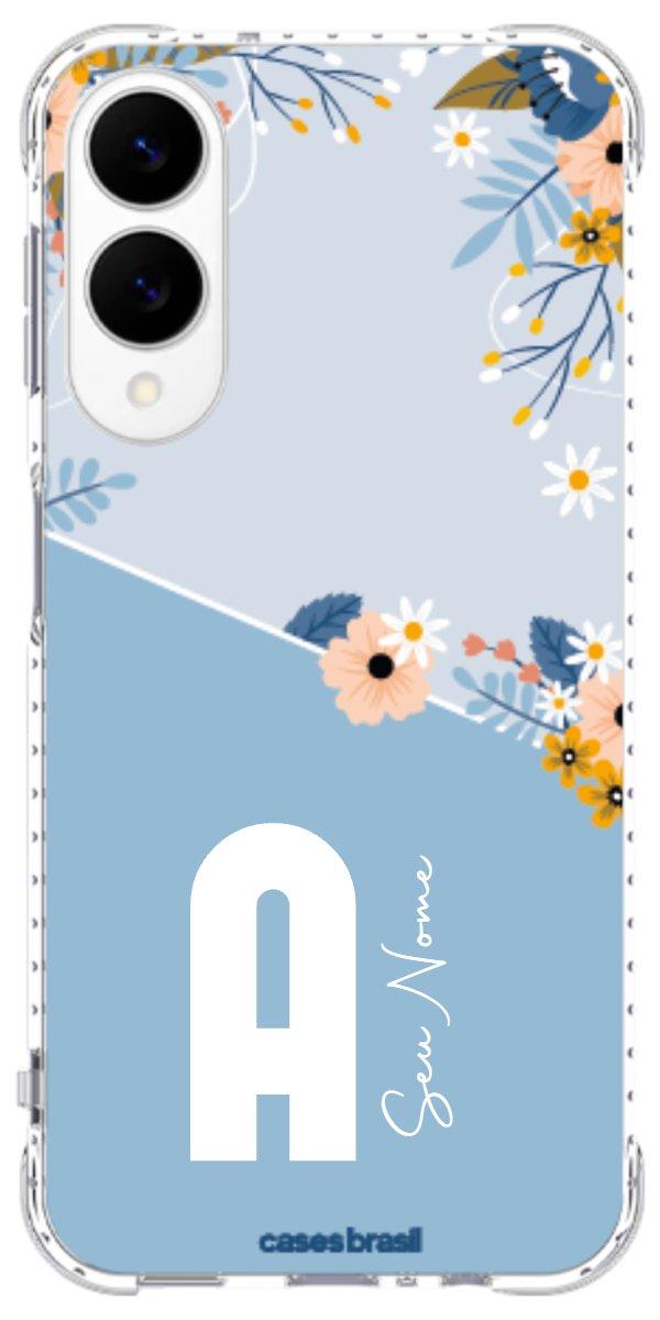 Capinha para Celular Ramo de Flores Azul