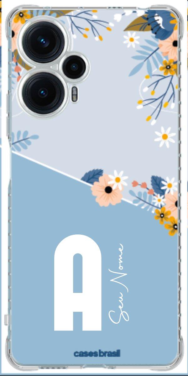 Capinha para Celular Ramo de Flores Azul