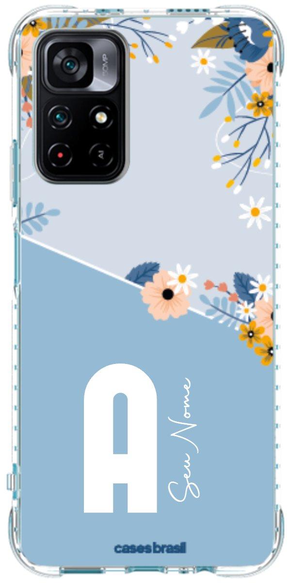 Capinha para Celular Ramo de Flores Azul