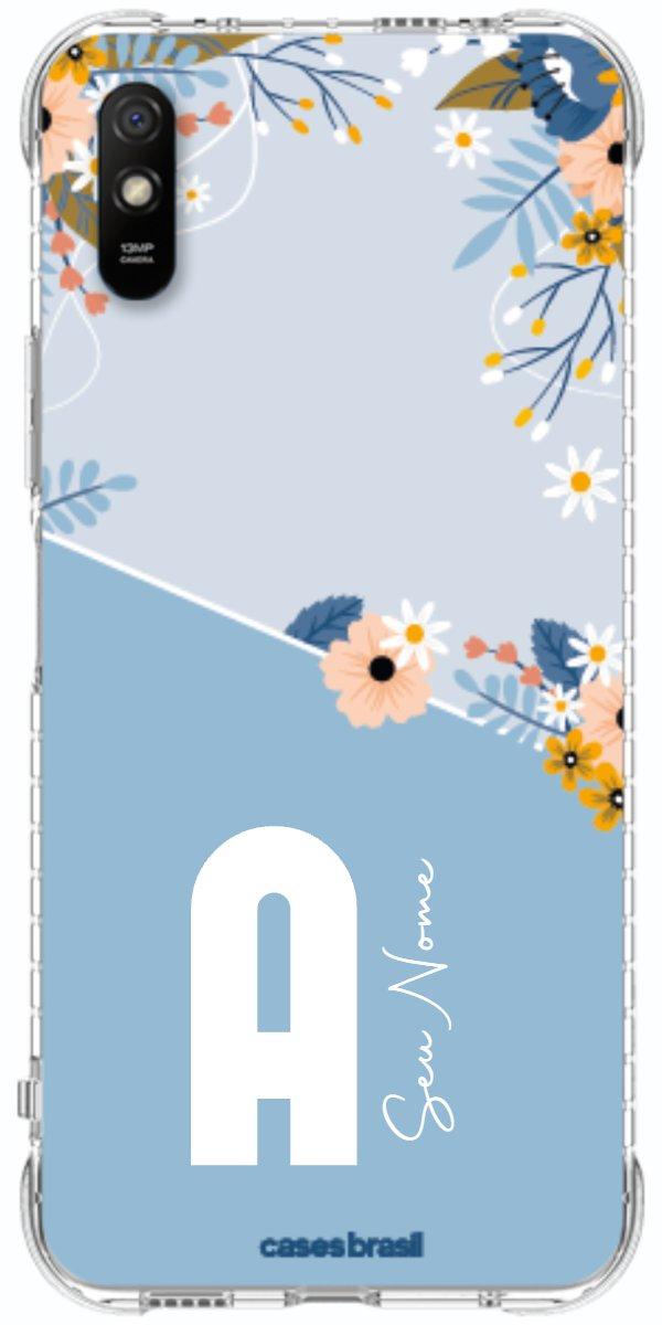 Capinha para Celular Ramo de Flores Azul