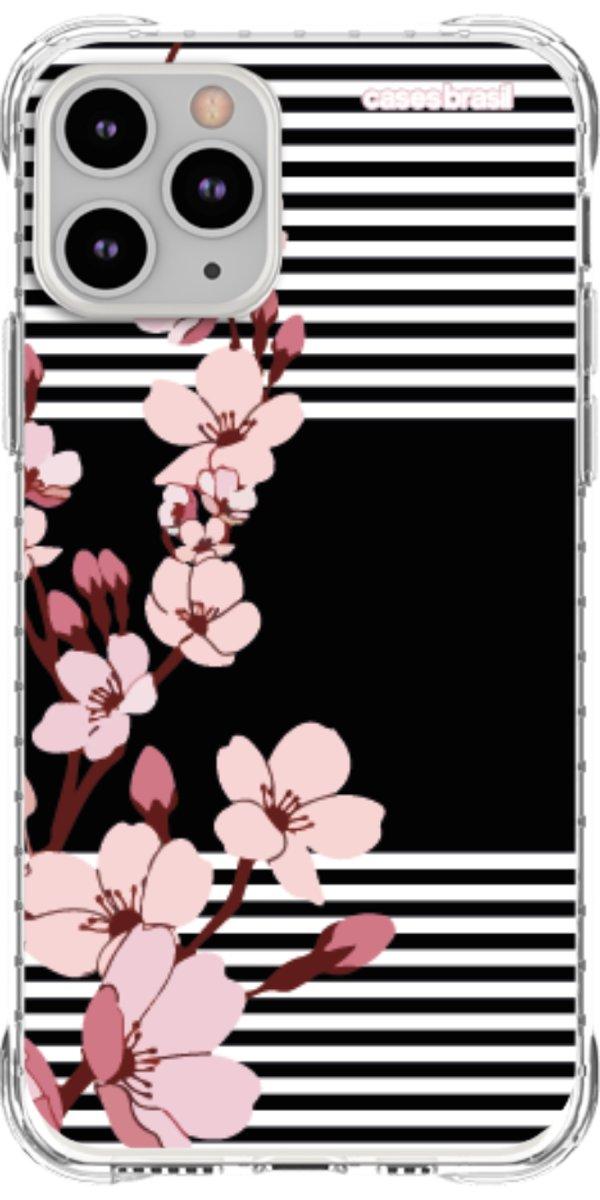 Capinha para Celular Flores de Primavera Listradas