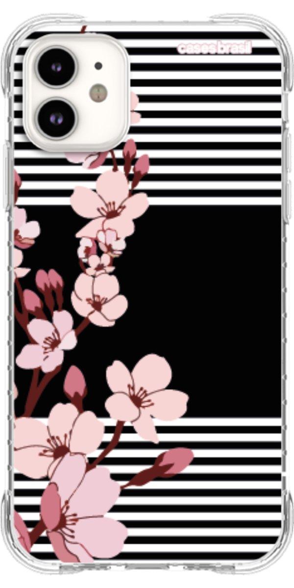 Capinha para Celular Flores de Primavera Listradas