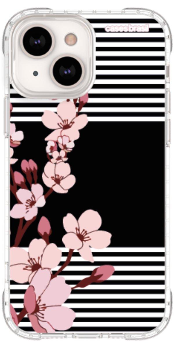 Capinha para Celular Flores de Primavera Listradas