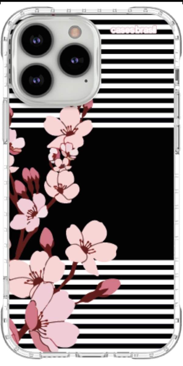Capinha para Celular Flores de Primavera Listradas