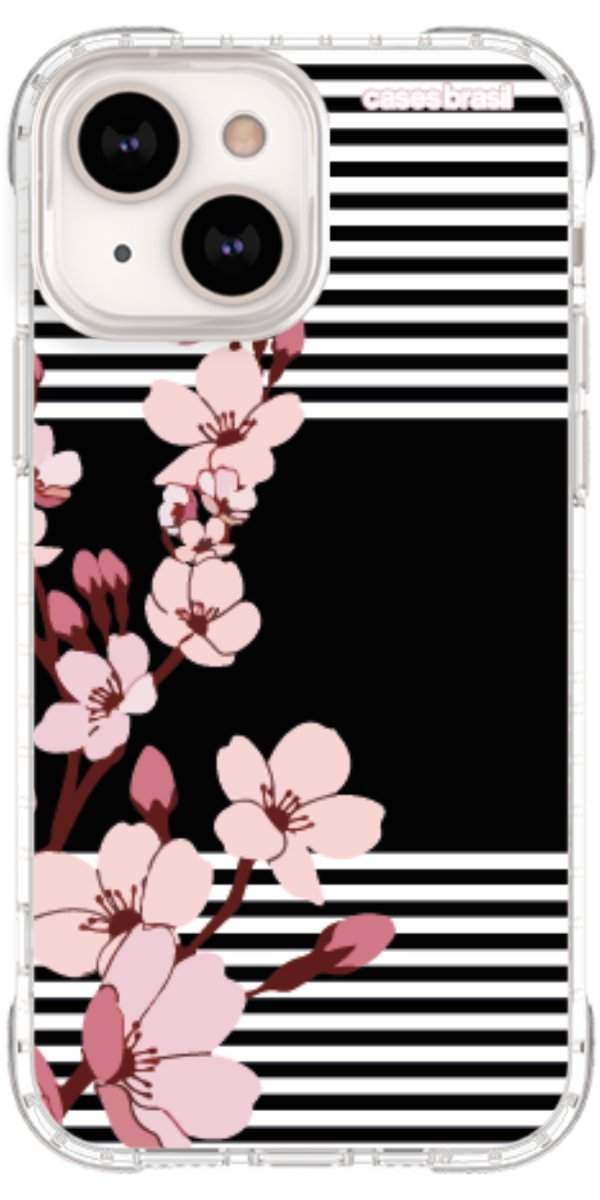 Capinha para Celular Flores de Primavera Listradas