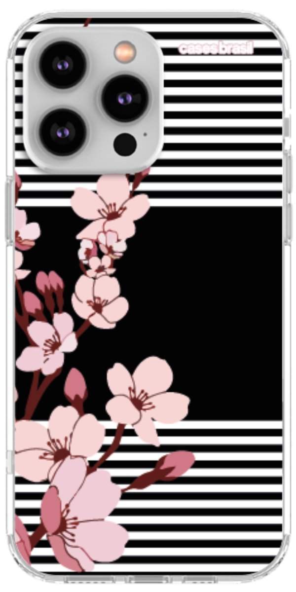 Capinha para Celular Flores de Primavera Listradas