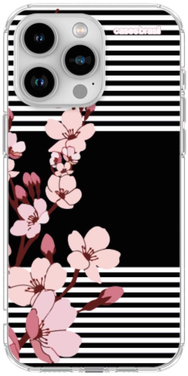 Capinha para Celular Flores de Primavera Listradas