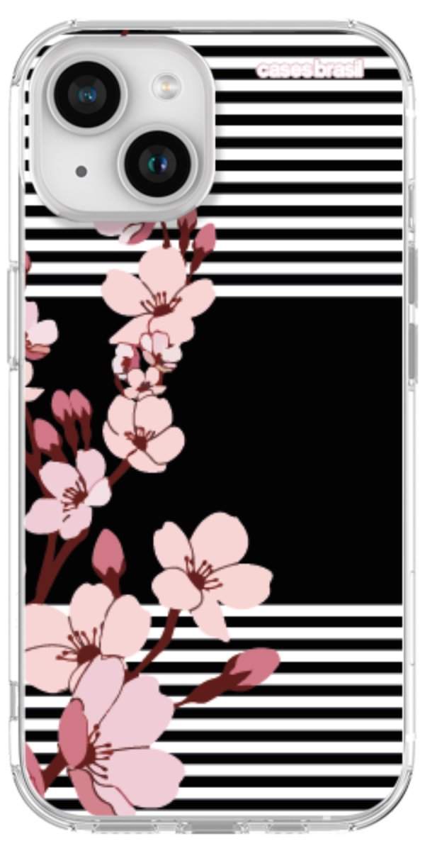 Capinha para Celular Flores de Primavera Listradas