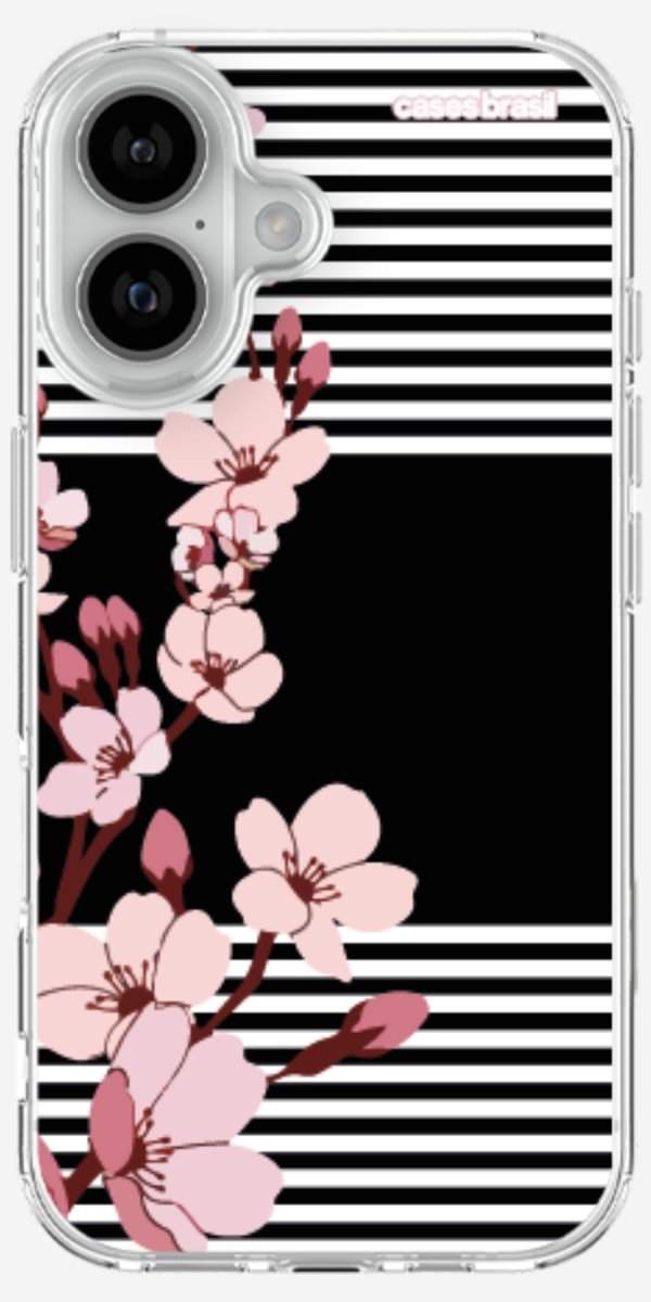 Capinha para Celular Flores de Primavera Listradas