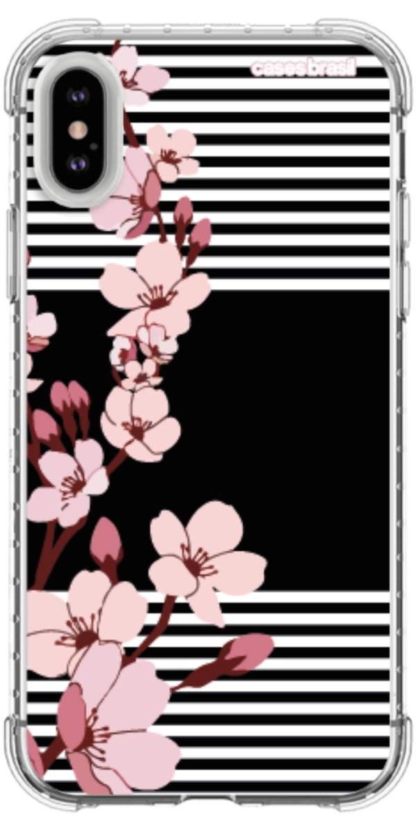 Capinha para Celular Flores de Primavera Listradas