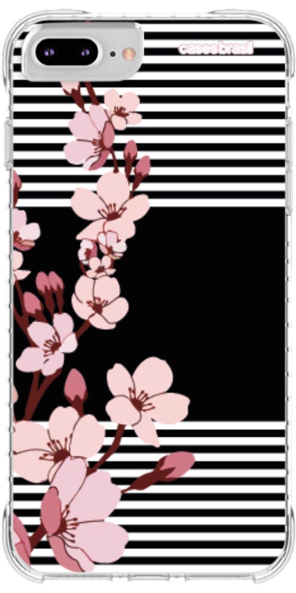 Capinha para Celular Flores de Primavera Listradas
