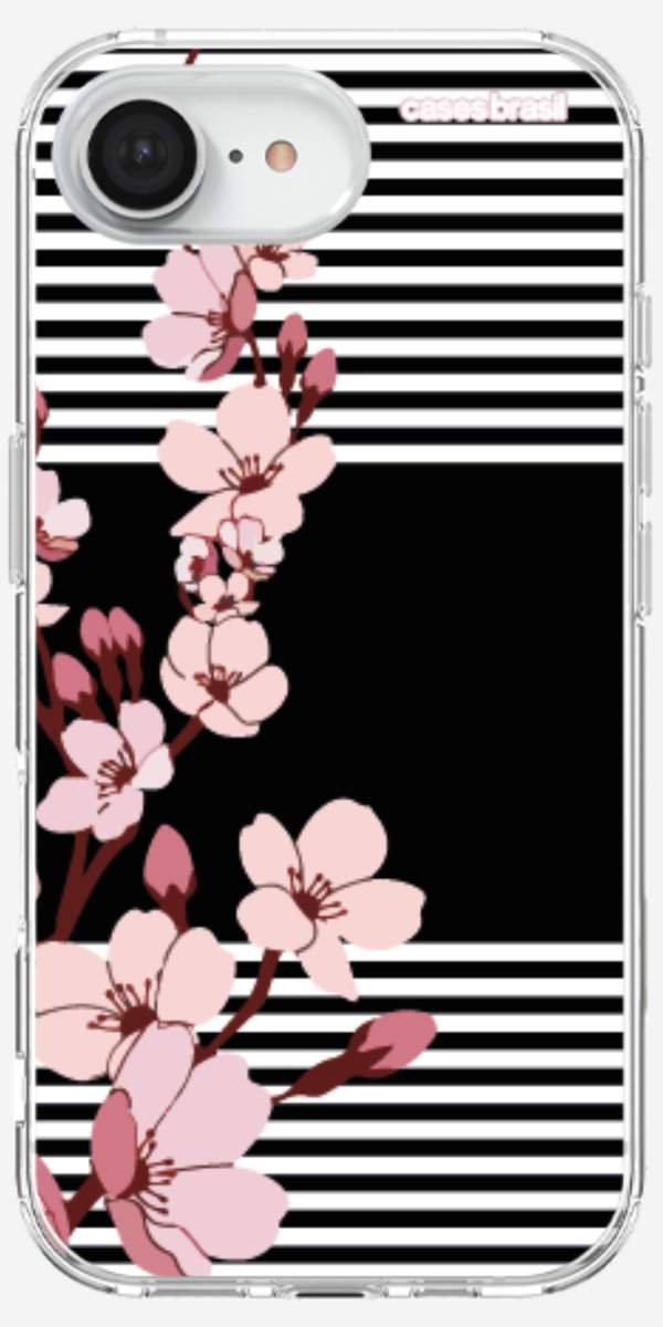 Capinha para Celular Flores de Primavera Listradas