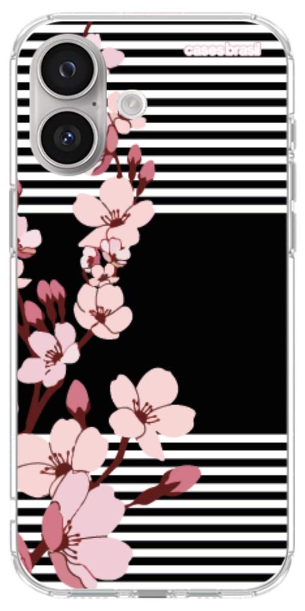 Capinha para Celular Flores de Primavera Listradas