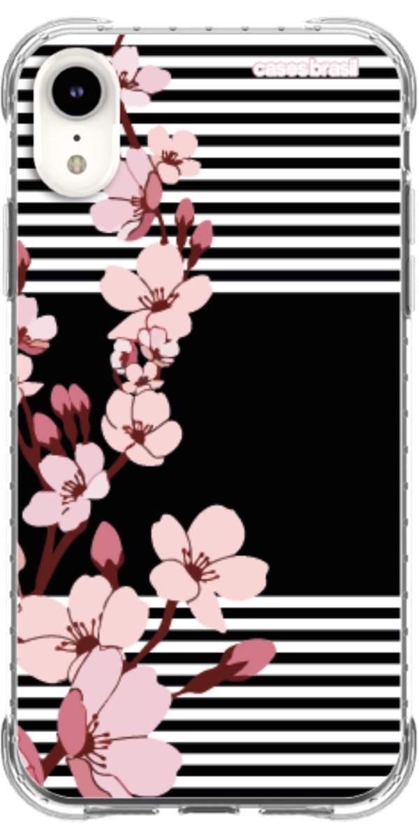 Capinha para Celular Flores de Primavera Listradas