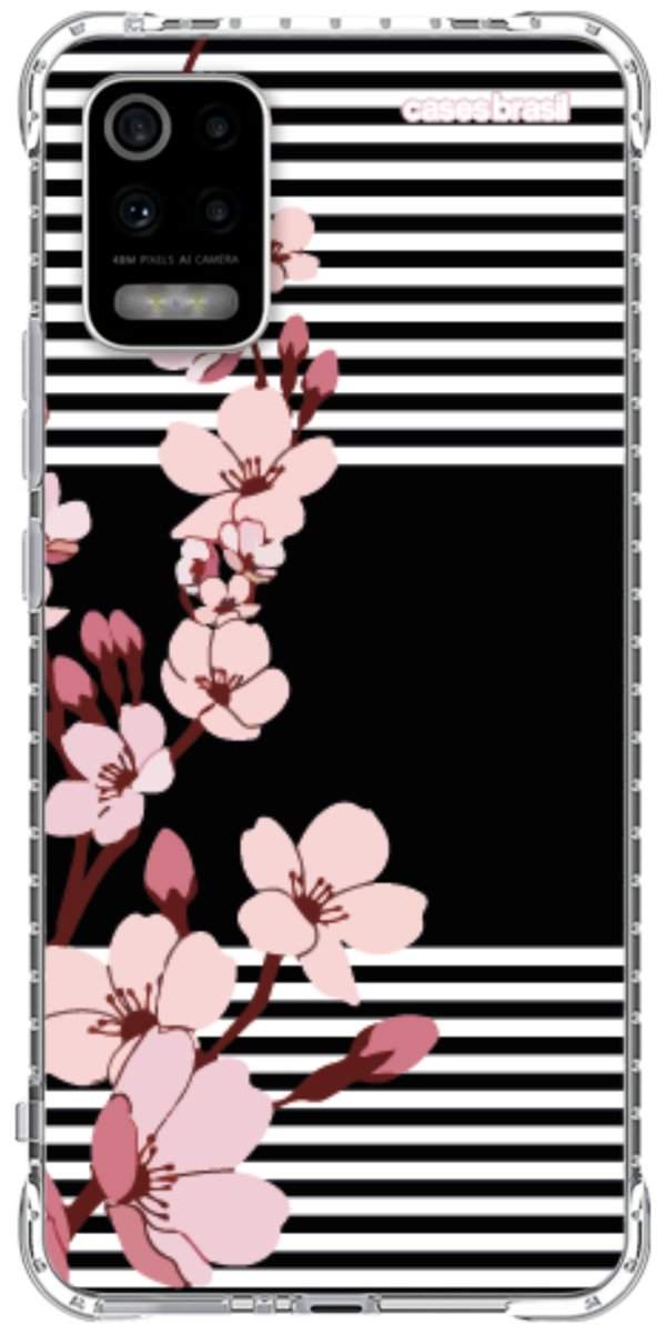 Capinha para Celular Flores de Primavera Listradas