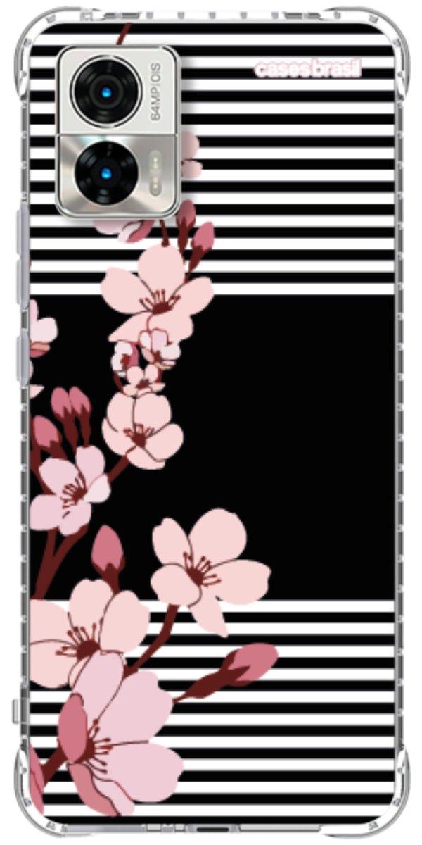 Capinha para Celular Flores de Primavera Listradas