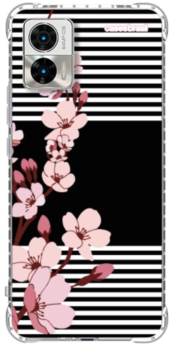 Capinha para Celular Flores de Primavera Listradas